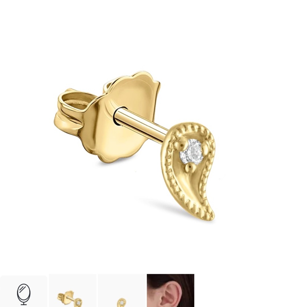 Gold Paisley Stud Earrings